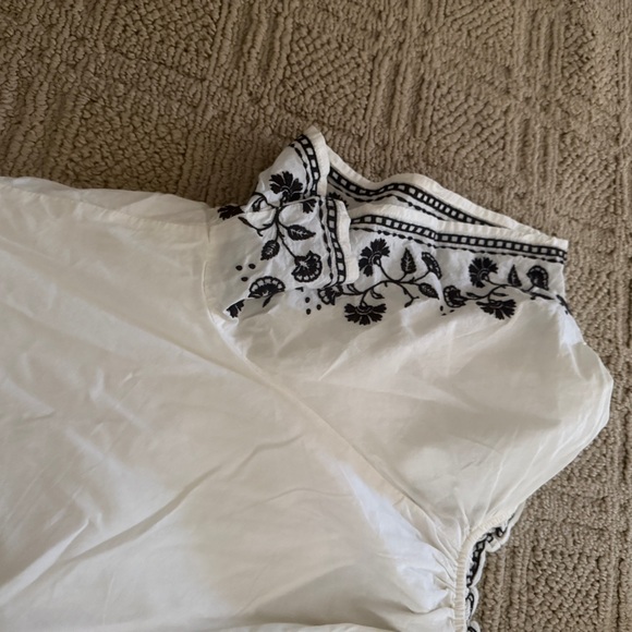 White Dress with Black Floral Embroidery - Picture 8 of 9